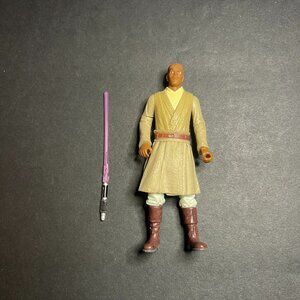 Vintage 1998 Hasbro LFL Star Wars Force Awakens Mindu Windu w/ Purple Lightsaber
